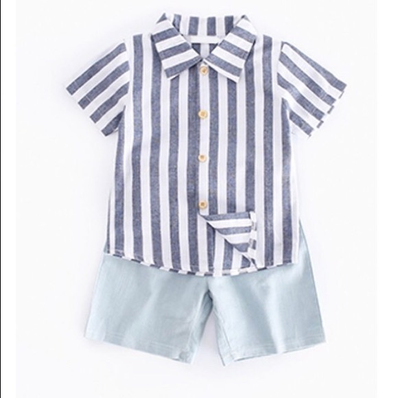 Boys 2 piece collar shirt and shorts - Picture 2 of 2